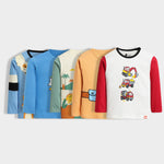 5 Pack Full Sleeves Unisex T-Shirts | Dino Land, Detective Teddy, Peek A Boo, Road Runner, Space Ship