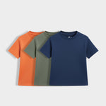 3 Pack Half Sleeves Unisex T-Shirts | Orange, Olive Green, Royal Blue