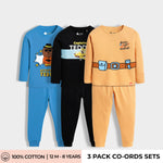 3 Pack Full Sleeves Unisex Co-ord Set | Detective Teddy, Teddy, Space Ship