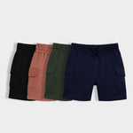 4 Pcs Interlock Shorts | Black, Honey Brown, Dark Olive, Royal Blue