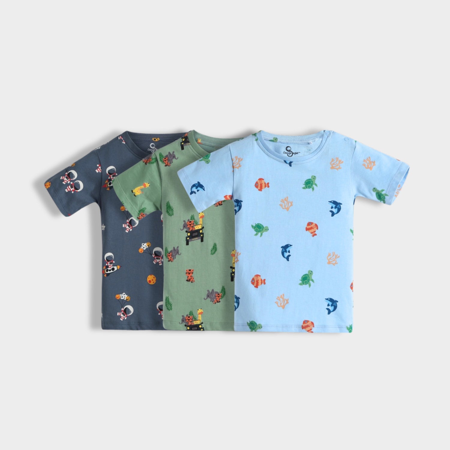 3 Pack Half Sleeves T-Shirt | Space, Jungle & Underwater