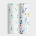 2 Pack Muslin Swaddle | Balloon Ride, Starry