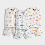 3 Pack Muslin Jhabla Co-ord Set | Jungle Jingles, Starry, Breakfast