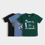 3 Pack Half Sleeves Unisex T-Shirts | Fearless Lion, Rockstar, I Am Genius
