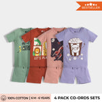 4 Pack T-Shirt & Shorts Unisex Co-ord Set | Real Heroes, Zoo, Rocket, Popcorn