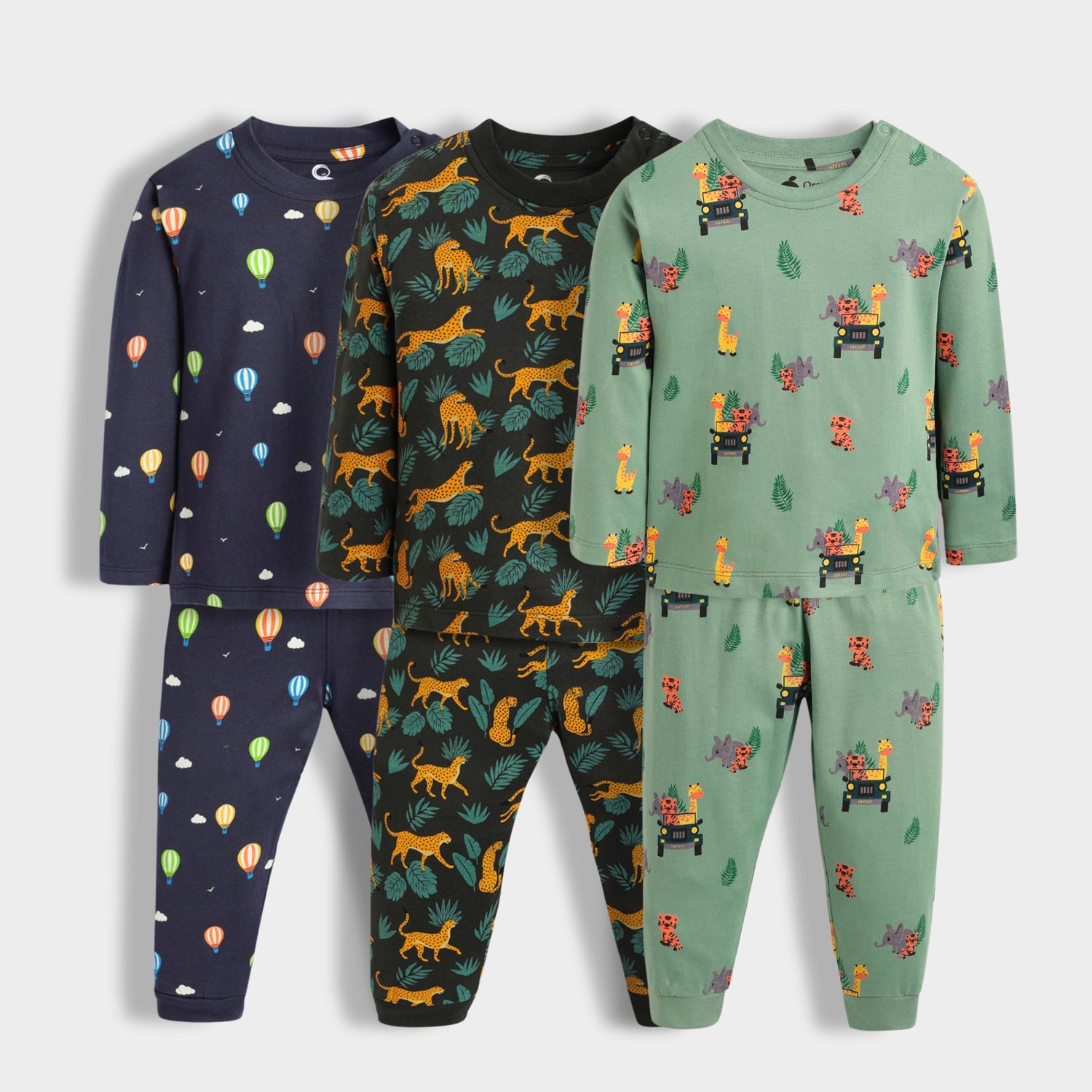 3 Pack Full Sleeves Unisex Co-ord Set | Hot Air, Cheetah, Jungle