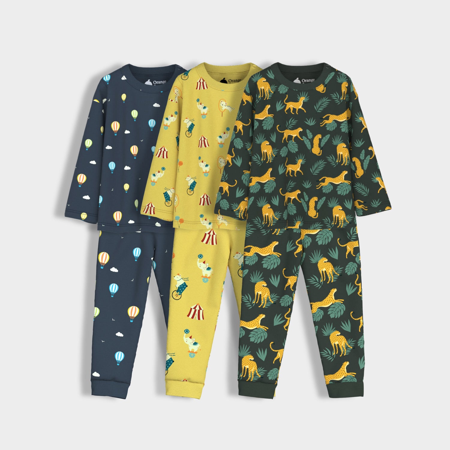 3 Pack Full Sleeves Unisex Co-ord Set | Cheetah, Hot Air & Circus