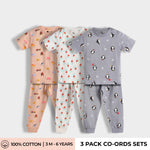 3 Pack Half Sleeves Unisex Co-ord Set | Farm, Penguin & Beetroot