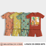4 Pack T-Shirt & Shorts Unisex Co-ord Set | Penguin Chill, Circus, Jungle, Zoo