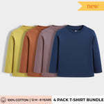 4 Pack Full Sleeves Unisex T-Shirts | Lime, Brown, Beetle Brown, Blue