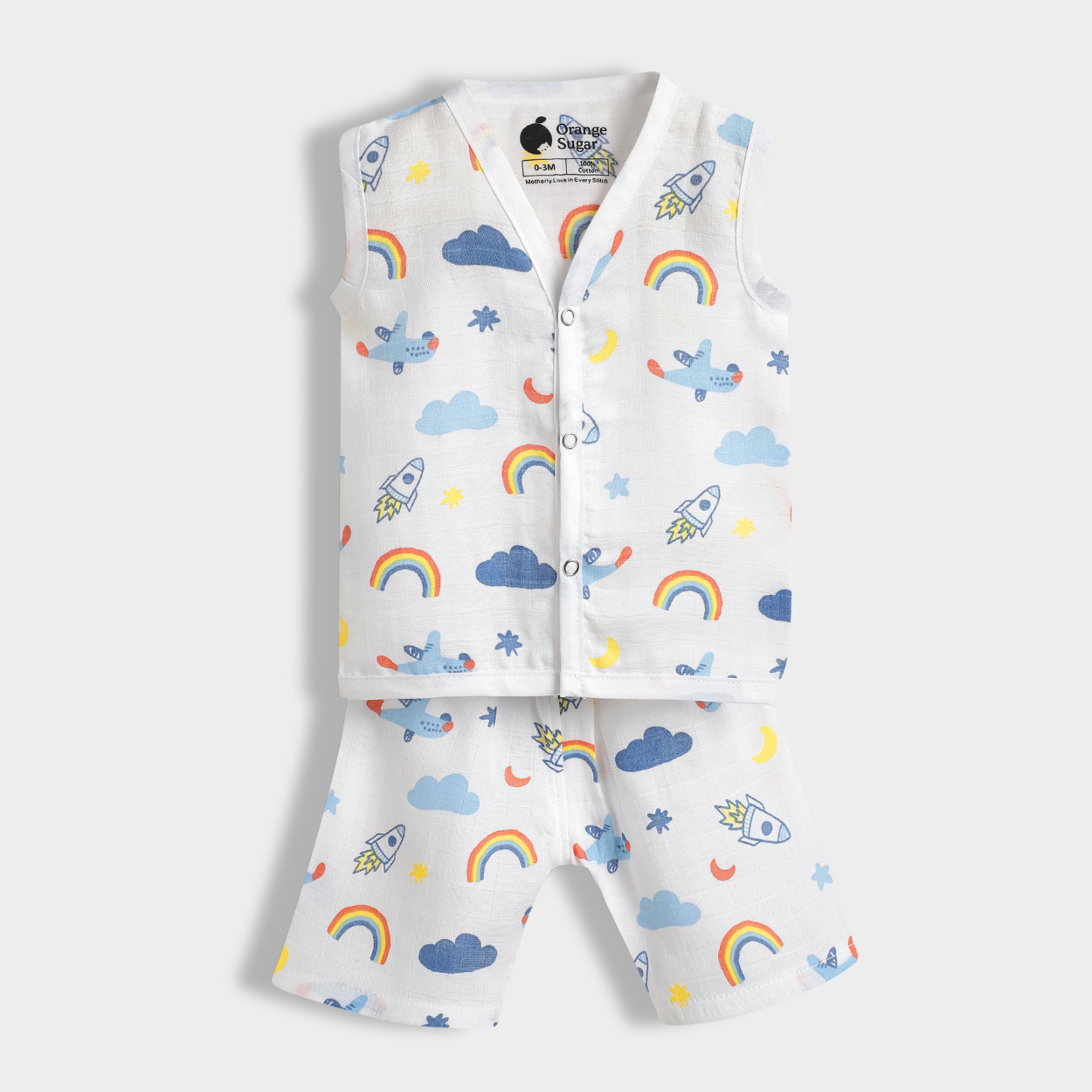 3 Pack Muslin Jhabla Co-ord Set | Starry, Jungle Jingles, Sweet Oranges