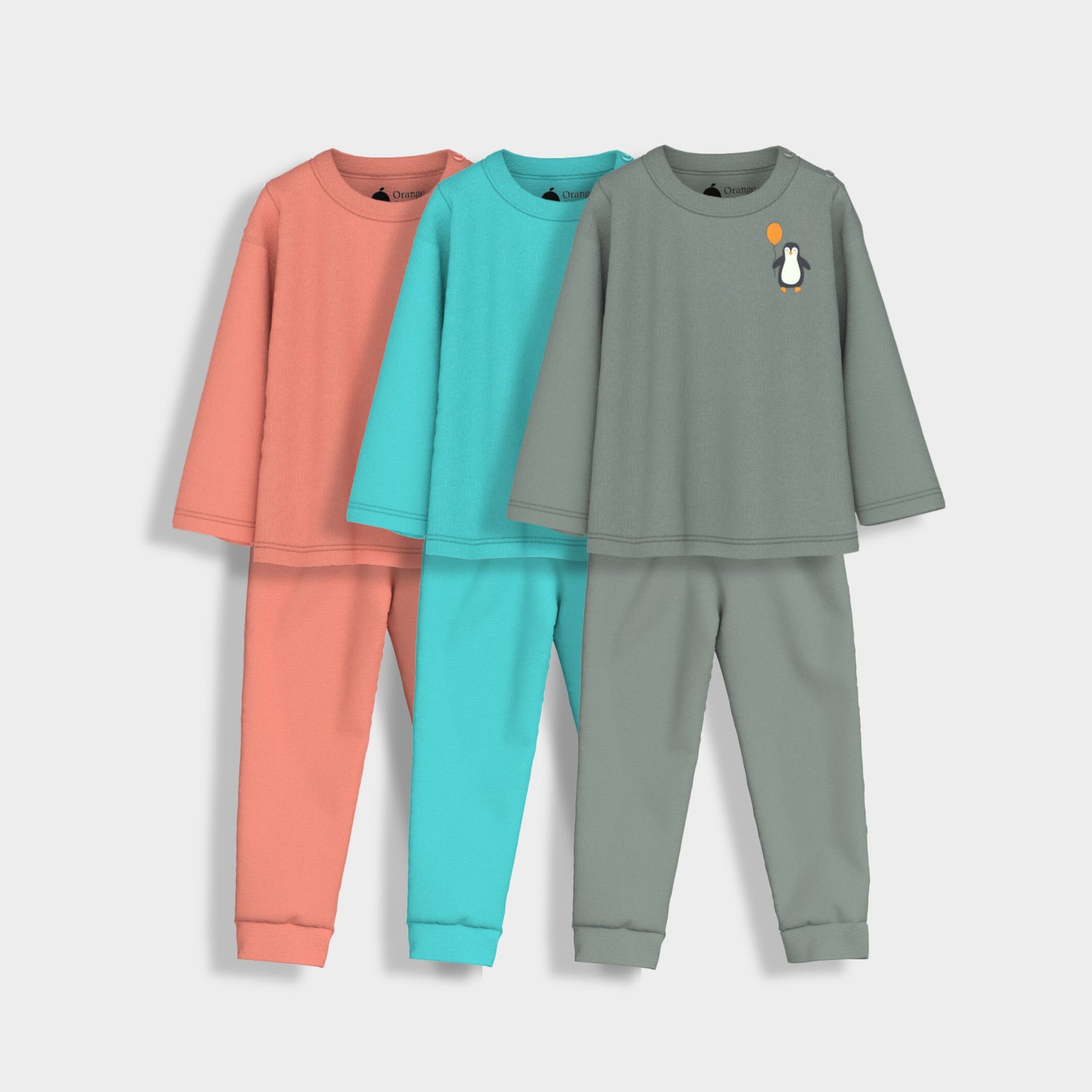 3 Pack Full Sleeves Unisex Co-ord Set | Giraffe, Aqua Orange & Penguin Float