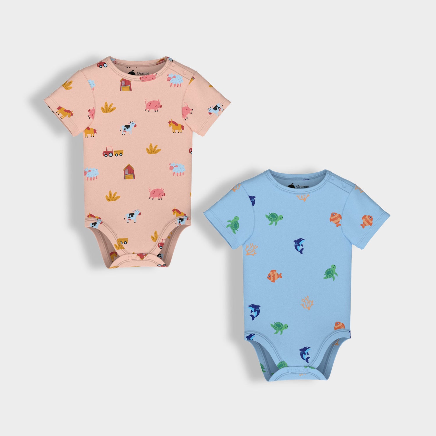 2 Pcs Half Sleeves Bodysuit | Farm, Underwater