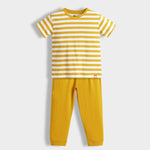 Half Sleeves Unisex Co-ord Set | Yellow Stripes