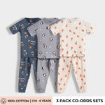 3 Pack Half Sleeves Unisex Co-ord Set | Space, Orange & Penguin