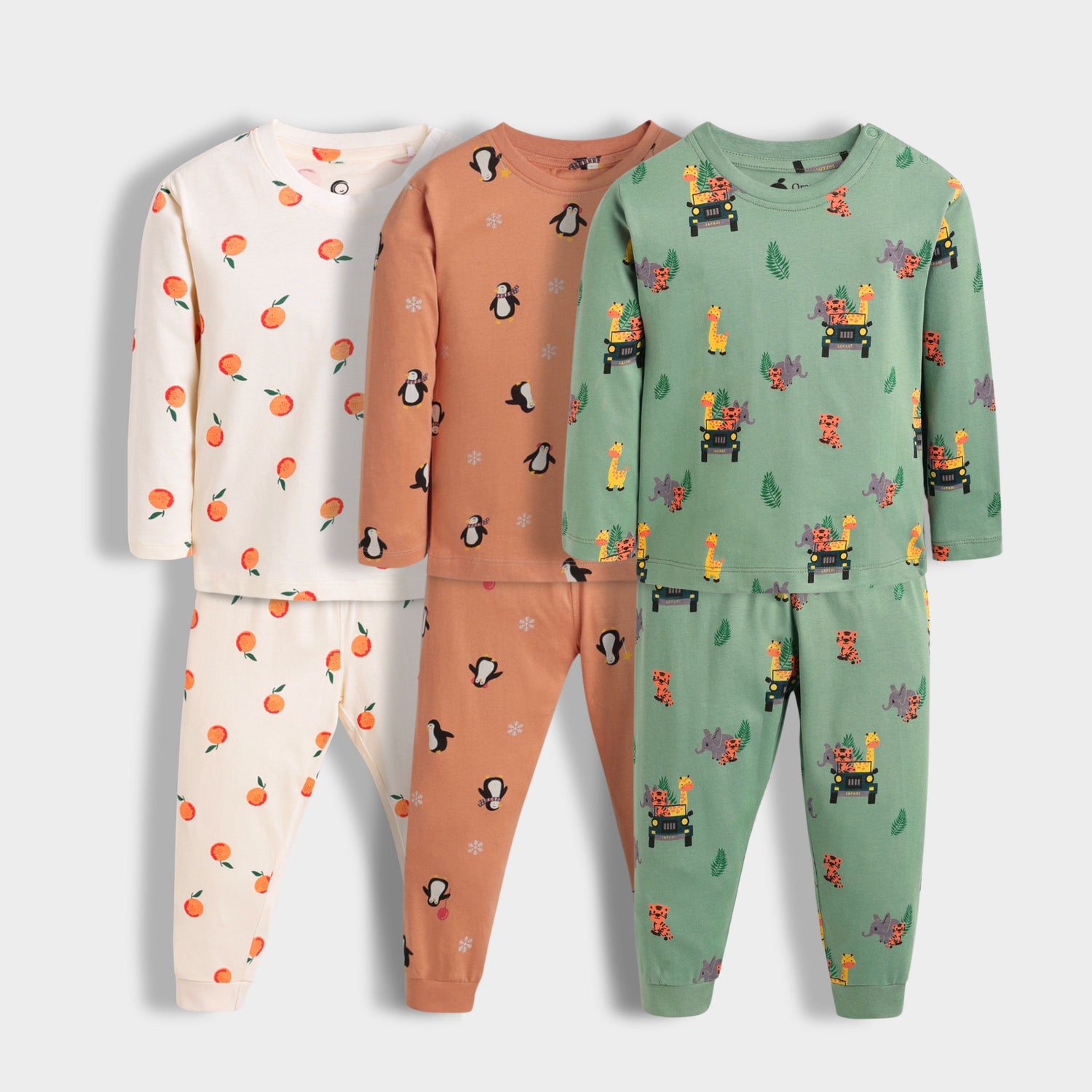 3 Pack Full Sleeves Unisex Co-ord Set | Jungle, Oranges & Penguin Chill