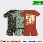 3 Pack T-Shirt & Shorts Unisex Co-ord Set | Cheetah, Jungle, Zoo