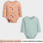 2 Pcs Full Sleeves Bodysuit | Farm, Light Green