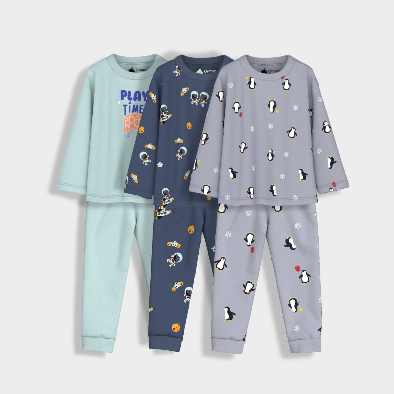 3 Pack Full Sleeves Unisex Co-ord Set | Play, Penguin, Space