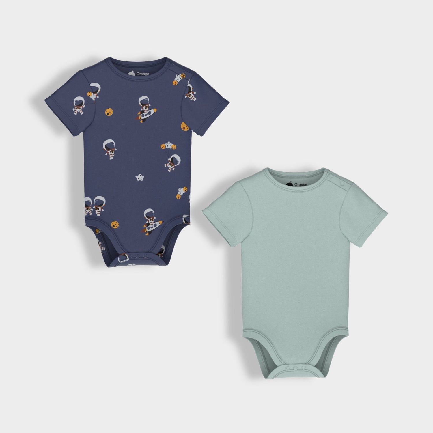 2 Pcs Half Sleeves Bodysuit | Space, Light Green