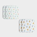 4 Pack Muslin Wash Cloth | Balloon Ride, Jungle Jingles