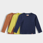3 Pack Full Sleeves Unisex T-Shirts | Brown, Lime, Royal Blue