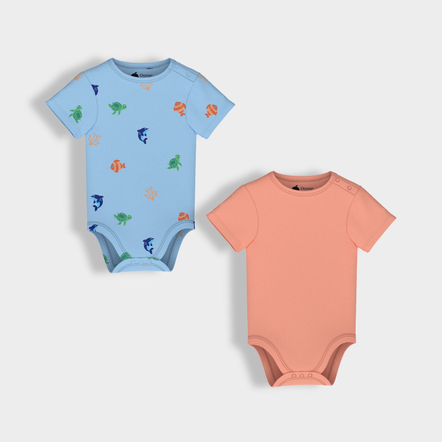 2 Pcs Half Sleeves Bodysuit | Underwater, Orange