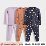 3 Pack Full Sleeves Unisex Co-ord Set | Pointelle Lavender, Penguin Chill, Hot Air