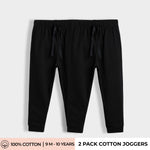 2 Pcs Cotton Joggers | Black