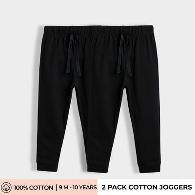 2 Pcs Cotton Joggers | Black