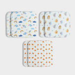 6 Pack Muslin Wash Cloth | Starry, Jungle Jingles, Sweet Oranges