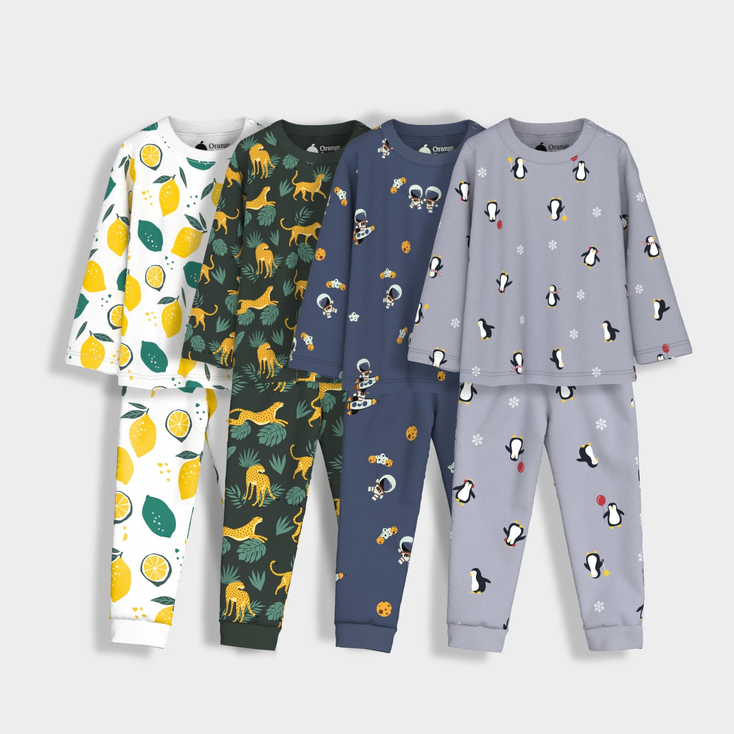 4 Pack Full Sleeves Unisex Co-ord Set | Space, Lemon, Penguin & Cheetah