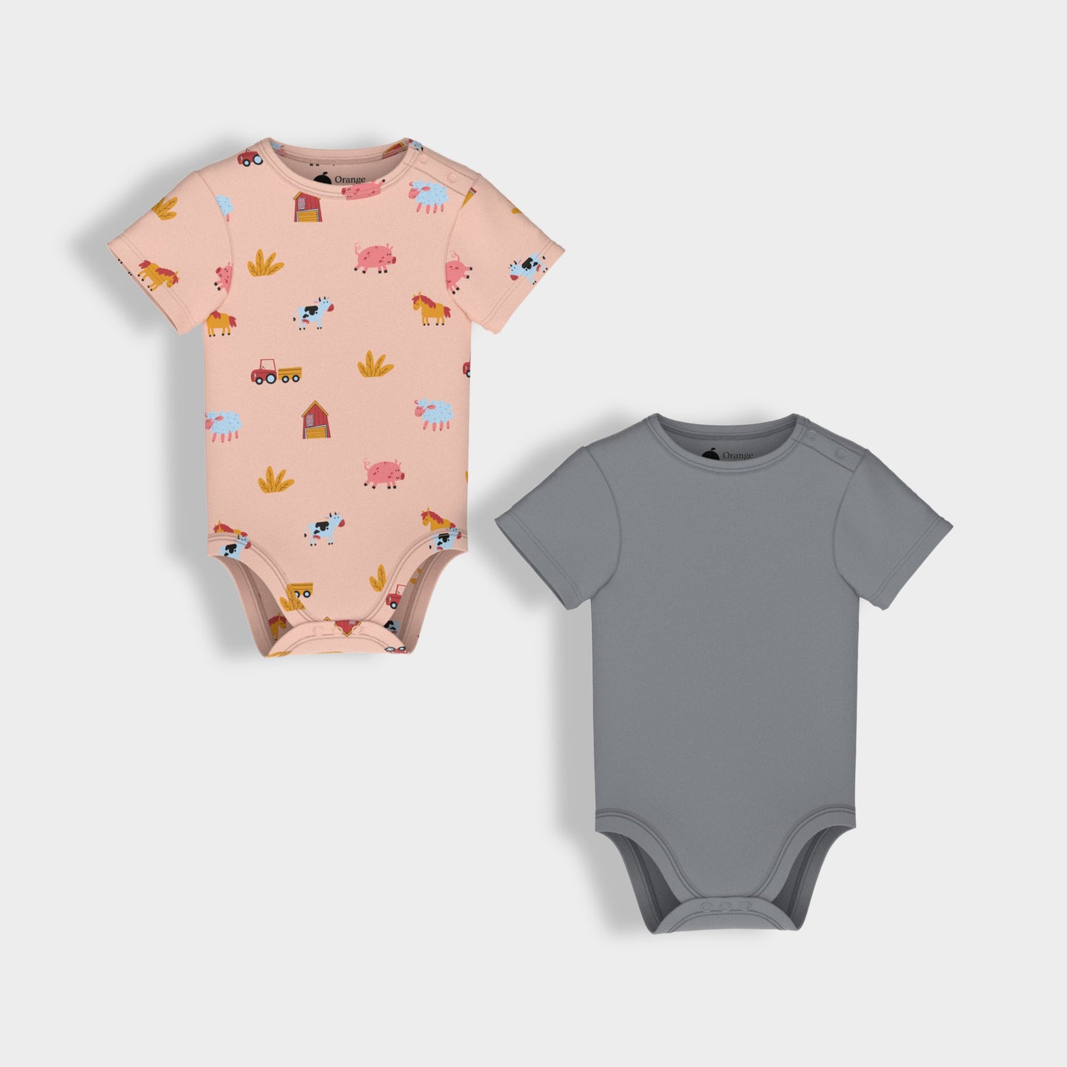2 Pcs Half Sleeves Bodysuit | Farm, Grey