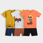 3 Pack T-Shirt & Shorts Unisex Co-ord Set | Road Trip, Half And Half, Dj Teddy