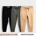 3 Pcs Winter Joggers | Black, Green, Brown