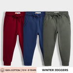 3 Pcs Winter Joggers | Maroon, Diesel Blue, Wild Pals