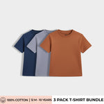 3 Pack Half Sleeves Unisex T-Shirts | Royal Blue, Grey, Brown