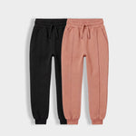 2 Pack Girls Interlock Joggers | Black, Honey Brown