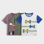 3 Pack Half Sleeves Unisex T-Shirts | Racing, Olive Green, UFO