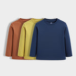 3 Pack Full Sleeves Unisex T-Shirts | Brown, Lime, Royal Blue