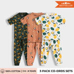 3 Pack Half Sleeves Unisex Co-ord Set | Cheetah, Lemon & Penguin Chill
