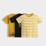 3 Pack Half Sleeves Unisex T-Shirts | Yellow Stripes, Fearless Lion, Road Trip