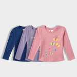 3 Pack Girls Full Sleeves Top | Diesel Blue, Love To Dance, Wings Of Joy