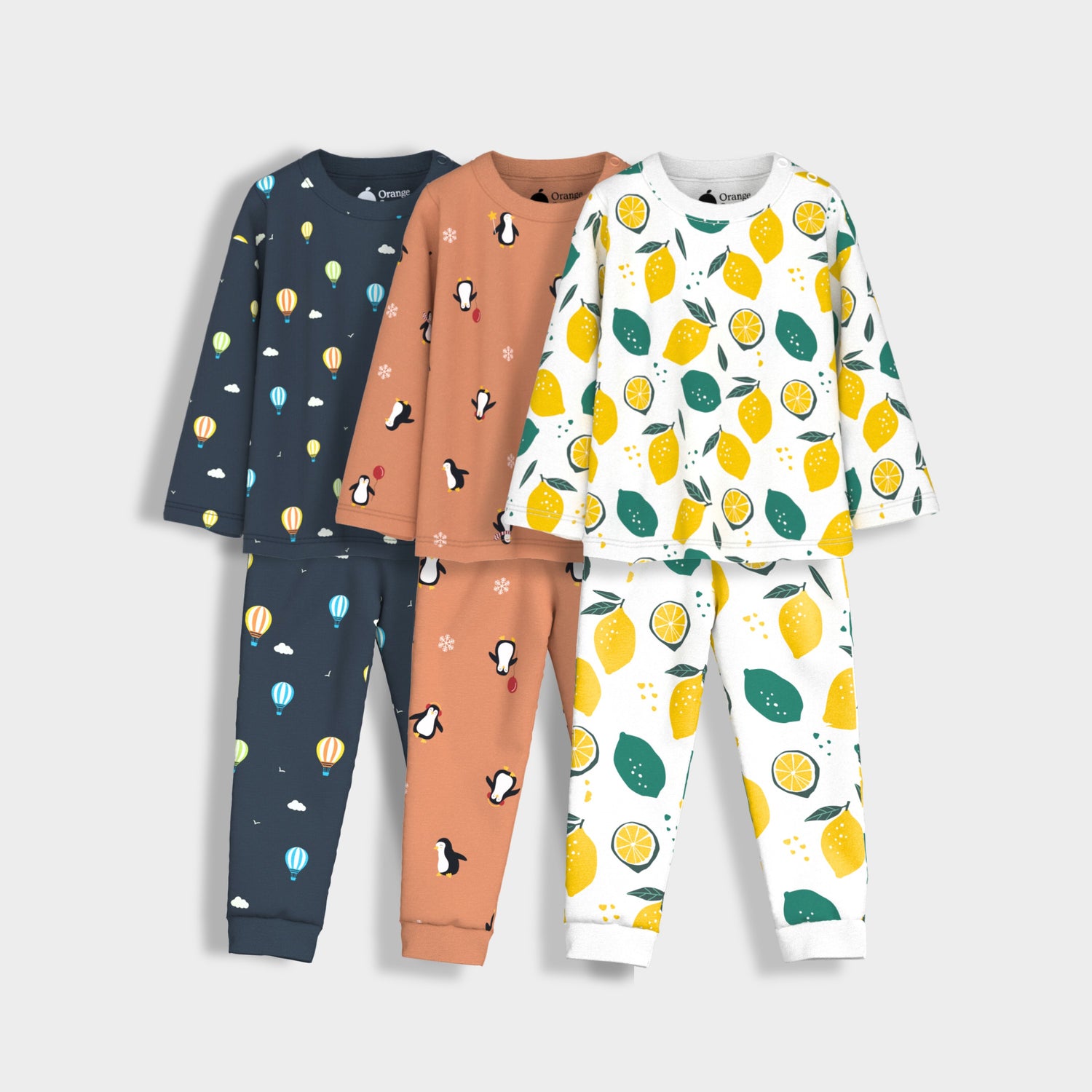 3 Pack Full Sleeves Unisex Co-ord Set | Hot Air, Penguin Chill & Lemon