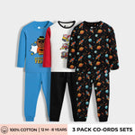 3 Pack Full Sleeves Unisex Co-ord Set | Detective Teddy, Road Runner, Comet