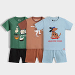 3 Pack T-Shirt & Shorts Unisex Co-ord Set | Korea, Ride And Roll, Pup Ride