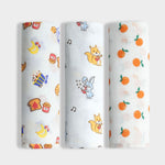 3 Pack Muslin Swaddle | Breakfast, Sweet Oranges, Jungle Jingles