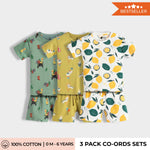 3 Pack T-Shirt & Shorts Unisex Co-ord Set | Lemon, Circus, Jungle