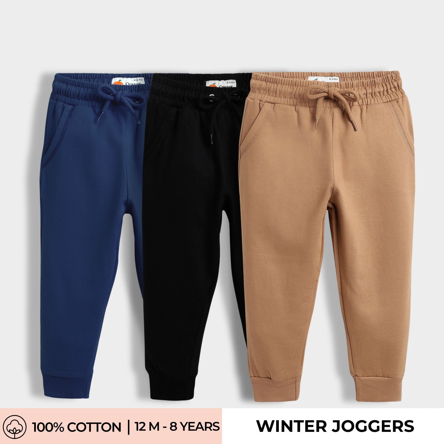 3 Pcs Winter Joggers | Blue, Black, Brown