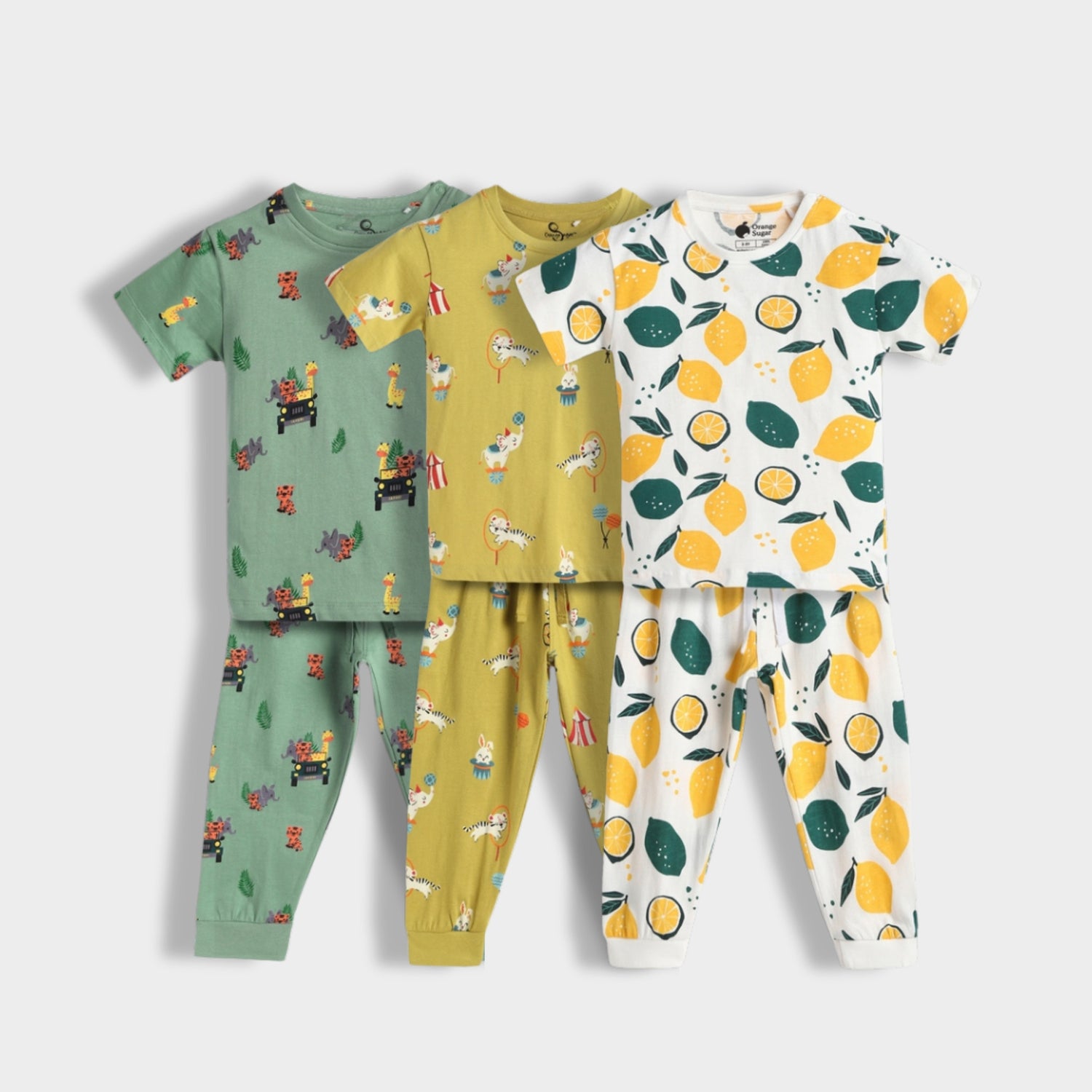 3 Pack Half Sleeves Unisex Co-ord Set | Lemon, Circus, Jungle